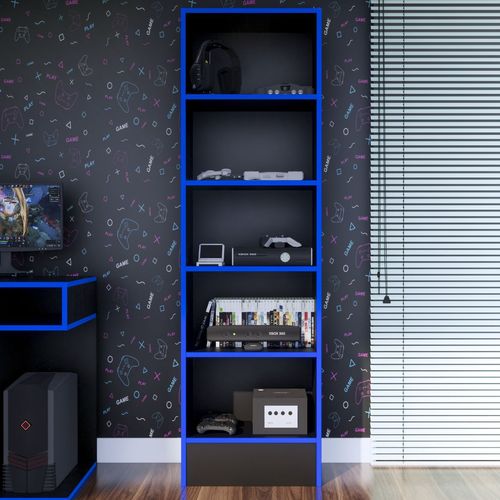 Estante Gamer NR 01 177x52cm Negro/ Azul