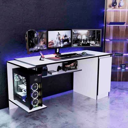 Escritorio Gamer NR 02 140cm 1 Puerta Movenda Blanco