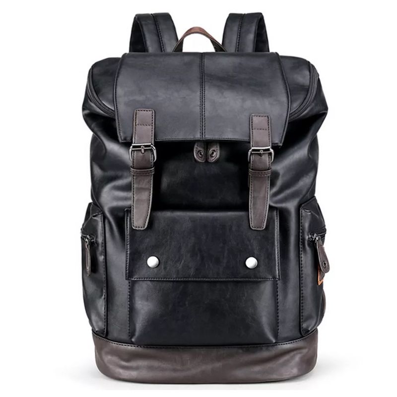 Mochila-Hombre-Cuero-PU-0120-Viaje-Laptop-Negro