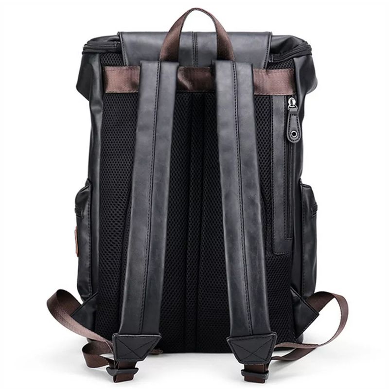 Mochila-Hombre-Cuero-PU-0120-Viaje-Laptop-Negro