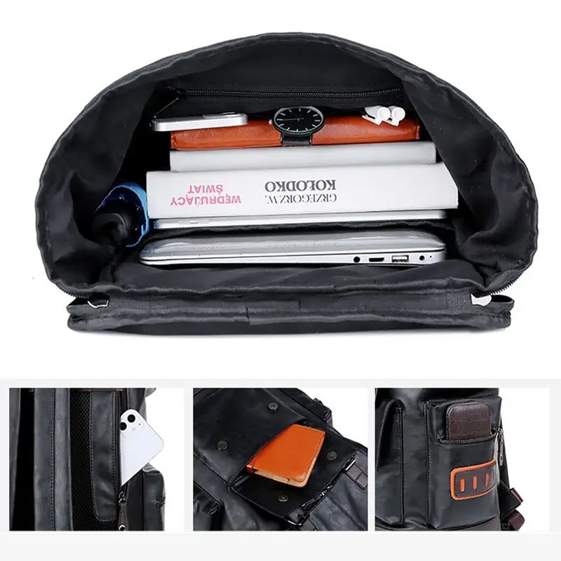 Mochila-Hombre-Cuero-PU-0120-Viaje-Laptop-Negro