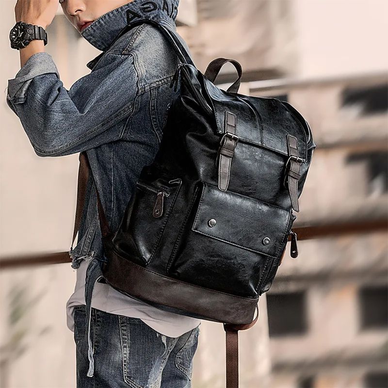 Mochila-Hombre-Cuero-PU-0120-Viaje-Laptop-Negro