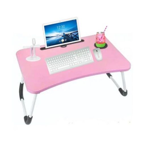 Mesa plegable portátil para Laptop con Ranura y Posavasos Rosado