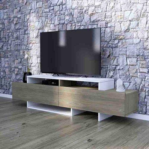 Mesa de TV Porto Alegre 55" 2 Puertas Movenda Blanco con Gales