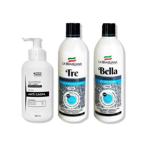 SHAMPOO ANTICASPA 350ML + SHAMPOO TRE 500GR + MÁSCARA DIECI 500GR