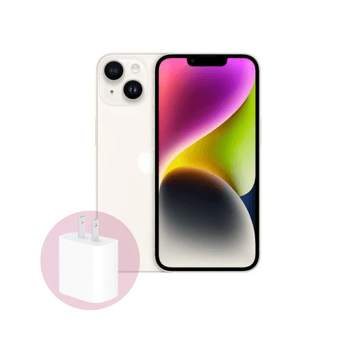 IPHONE 14 128GB C/CHIP BLANCO + CARGADOR DE 20W