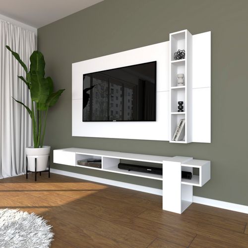 Centro de Entretenimiento 65" Gravatai Mesa de TV y Panel Movenda Blanco