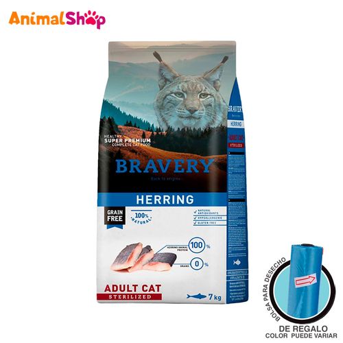 Comida De Gato Esterilizado Bravery Herring 7 Kg