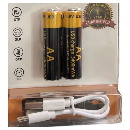 2 BATERÍAS PILAS RECARGABLES POR USB AA 3400mWh - copy
