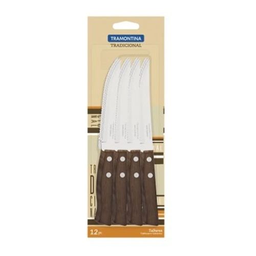 CUCHILLO TRAMONTINA ASADO TRADICIONAL 12 PIEZAS MANGO DE MADERA