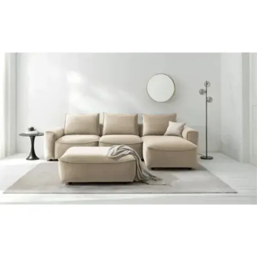 Seccional Derecho Esquinero Praga en Tela - Beige