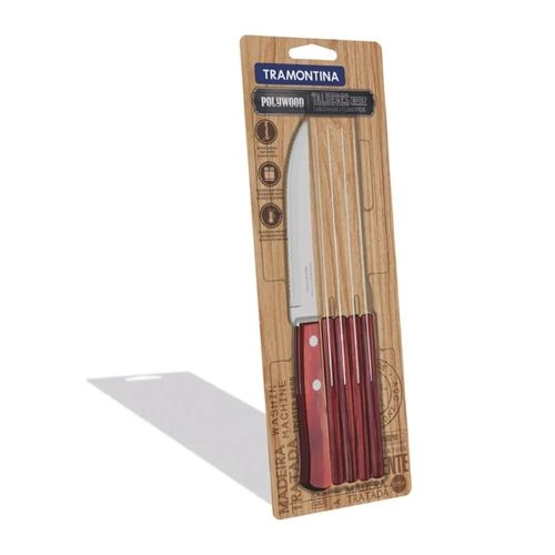 JUEGO DE CUCHILLOS TRAMONTINA 6 PIEZAS POLYWOOD PARA ASADO