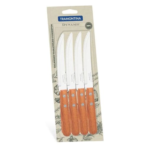 JUEGO DE CUCHILLOS TRAMONTINA ASADO DYNAMIC 12 PIEZAS MANGO DE MADERA