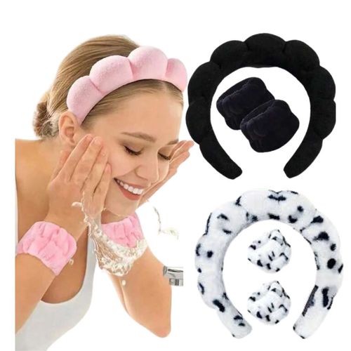 Vincha Diadema Para Skincare Con Muñequeras
