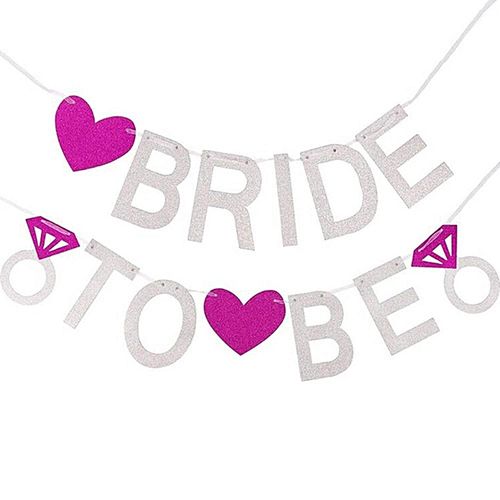 Cadeneta banderines banner Bride to be novia despedida de soltera plateado con fucsia