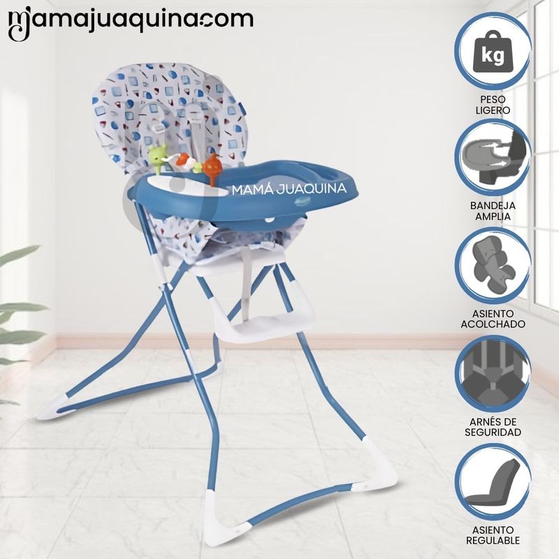 Silla-de-Comer-«SICKY»-con-Bandeja-Removible---Azul