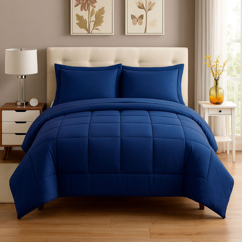 EDREDON-NUBE-HOGAR-2-PLAZAS-DAILY-SET-CUADROS-ALGODON---FUNDAS-DE-ALMOHADA-AZUL-MARINO