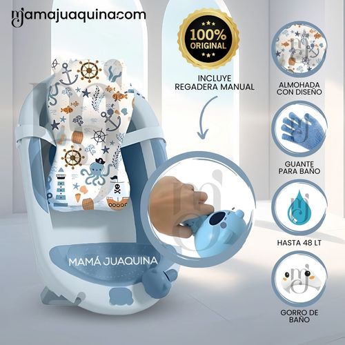 Bañera Plegable con Regadera «AQUABU» Azul