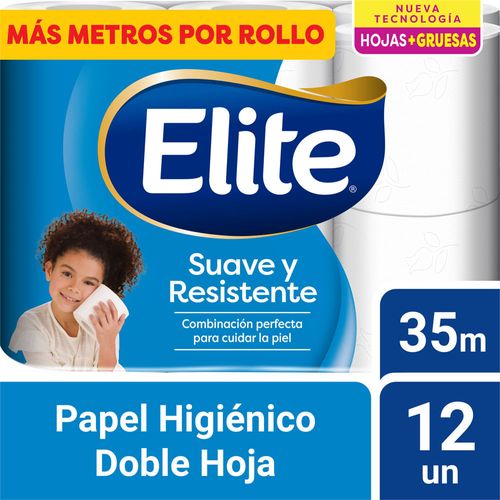 Papel Higiénico ELITE Celeste 35 Metros Paquete 12un