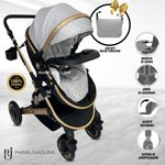 Coche-Moises-«LUMIERE»-Con-Bolso-Pañalero---Gris