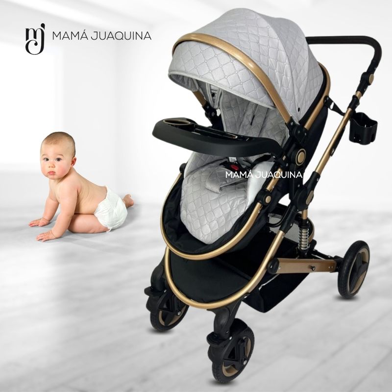 Coche-Moises-«LUMIERE»-Con-Bolso-Pañalero---Gris