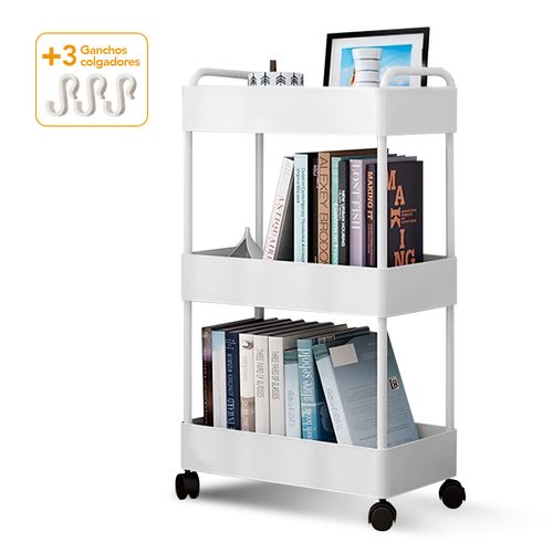 Carrito Organizador 3 Niveles con Ruedas para Oficina BL AY8