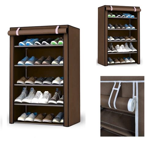 Zapatera de tela 5 niveles 95cm x 58cm - Marron