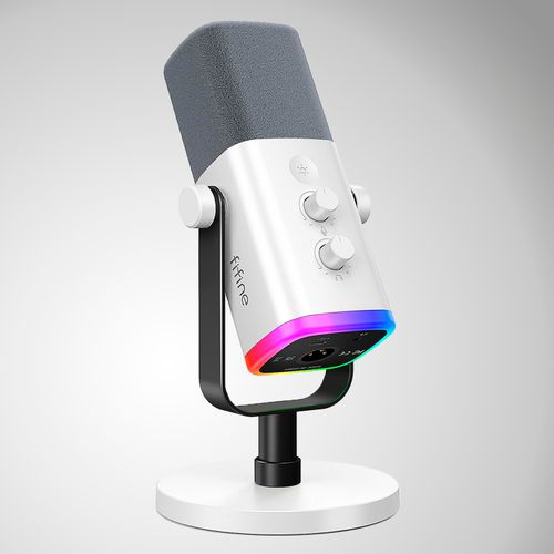 Micrófono dinámico FIFINE AM8 con RGB Touch-mute, Controles de E/S, Monitoreo en Vivo para Streaming