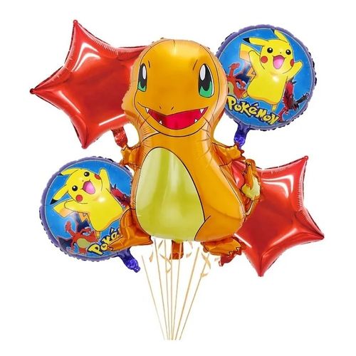 Set x 5 globos Charmander Pokemon fiesta de cumpleaños (desinflado)