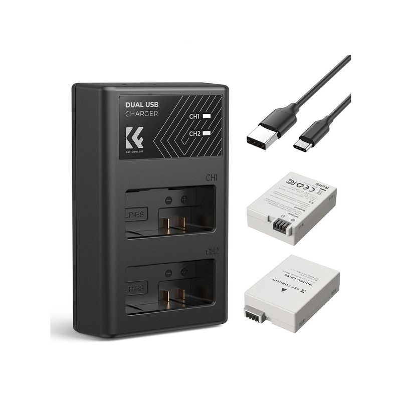 Kit-de-cargador---2-baterias-Canon-LP-E8-K-F-Concept---KF280027