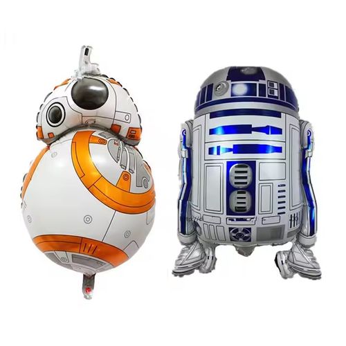 Set x 2 globos metálicos grandes Star Wars cumpleaños BB8 R2D2 (desinflado)