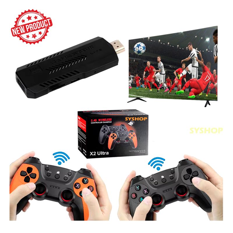 CONSOLA-RETRO-GAME-STICK-X2-ULTRA-128GB-CON-MANDOS-RECARGABLES