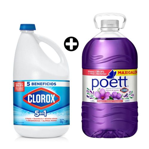 COMBO Limpiador Poett Lavanda 4.5 litros + Lejía Tradicional 1 gl Clorox