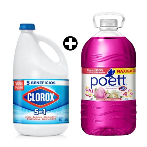 COMBO Limpiador Poett Primavera 4.5 litros + Lejía Tradicional 1 gl Clorox