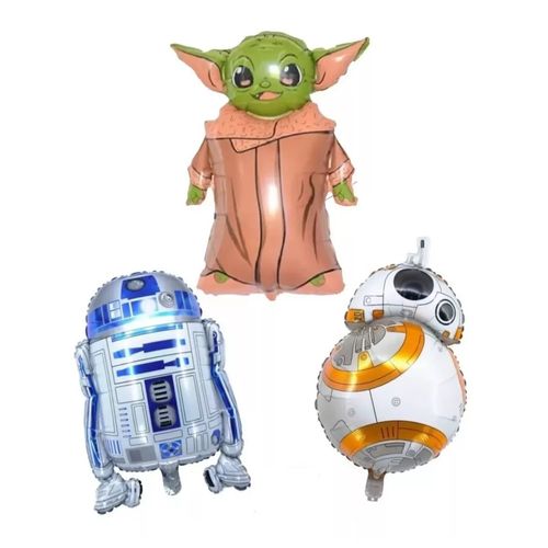 Set x 3 globos Star Wars cumpleaños BB8 R2D2 Baby Yoda