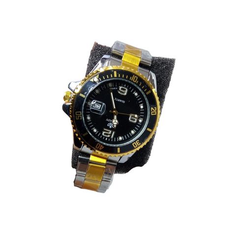 Reloj de metal de curso acuático y con alarma para hombres - Negro