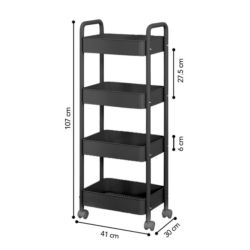 Carrito-Organizador-4-Niveles-con-Ruedas-Multiusos-para-Baño-Cocina-Negro-JY8