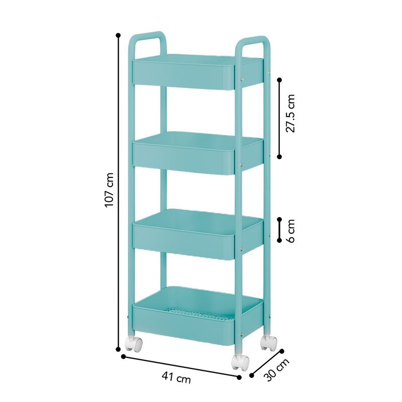 Carrito-Organizador-4-Niveles-con-Ruedas-Multiusos-para-Baño-Cocina-Turquesa-JY8