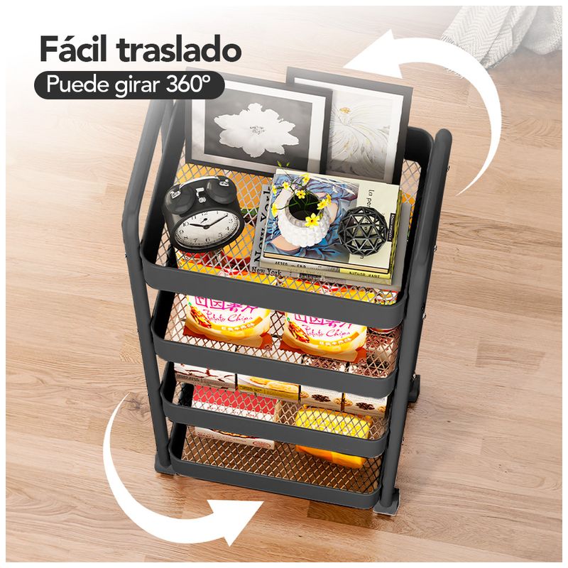 Carrito-Organizador-4-Niveles-con-Ruedas-Multiusos-para-Baño-Cocina-Negro-JY8