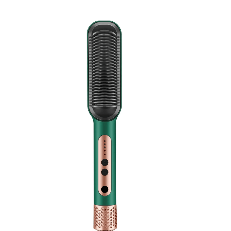 Peine-Cepillo-Alisador-Electrico-Multifuncional-5-Niveles-de-Temperatura-Verde