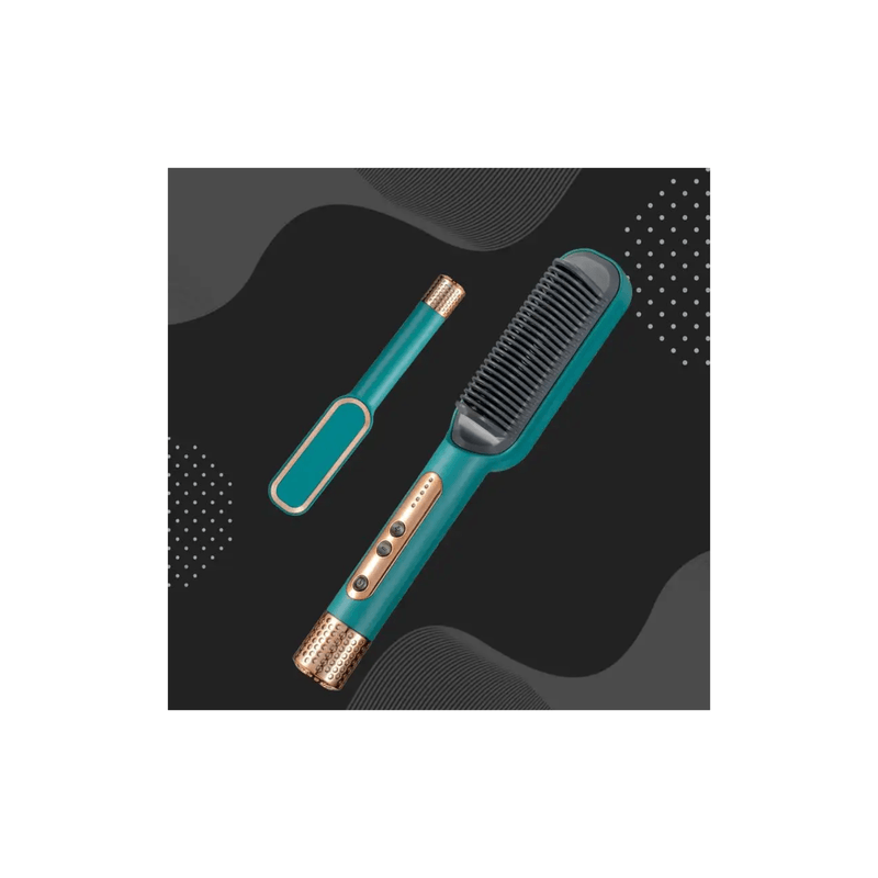 Peine-Cepillo-Alisador-Electrico-Multifuncional-5-Niveles-de-Temperatura-Verde
