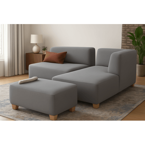 Seccional Sienna - Gris + Banqueta de Regalo