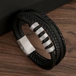 Pulseras-de-Cuero-para-Hombres---Negro