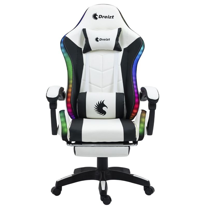Silla-Gamer-Ergonomica-Dreizt-Shine-RGB-Series-Blanco-Luces-con-Posapies-Reclinable
