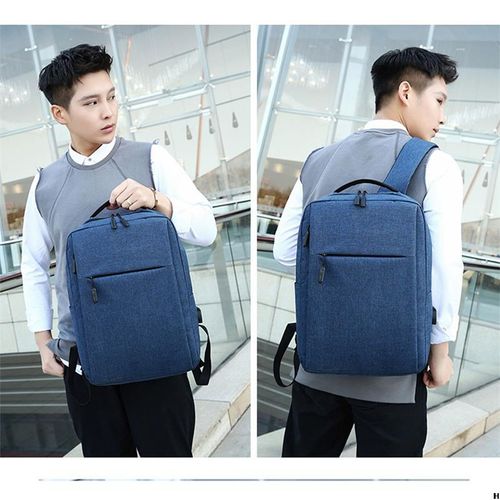 Mochila Antirrobo Impermeable Porta Laptop Con Usb Azul
