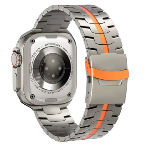 Correa De Titanio Para Apple Watch Ultra 1 Ultra 2 Iron Man Orange Stripe Matte