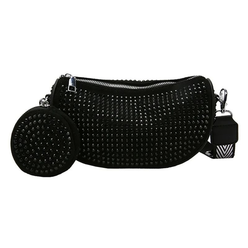 Cartera-Canguro-Riñonera-Elegante-Cuero-PU-Piedras-Negras