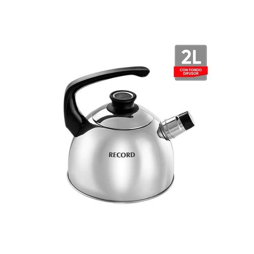 TETERA INOXSET RECORD CON SILBATO 2 LT CON FONDO DIFUSOR