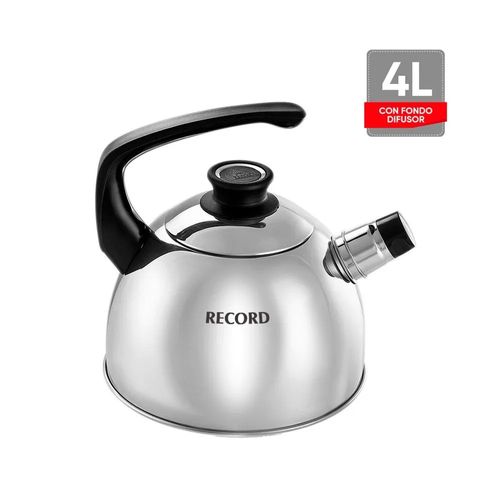 TETERA INOXSET RECORD CON SILBATO 4 LT CON FONDO DIFUSOR