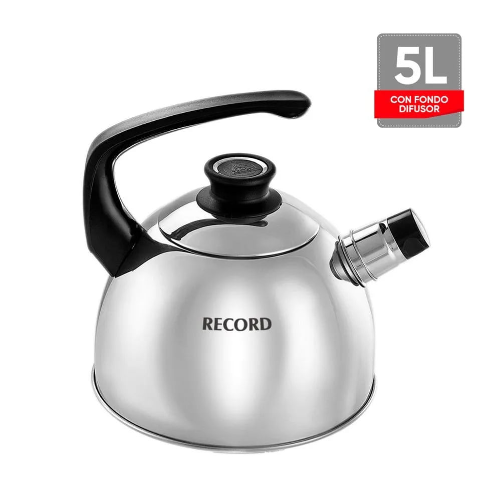TETERA INOXSET RECORD CON SILBATO 5 LT CON FONDO DIFUSOR